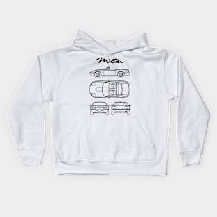 Miata NA MX-5 Blueprint Black - Mazda Miata Kids Hoodie